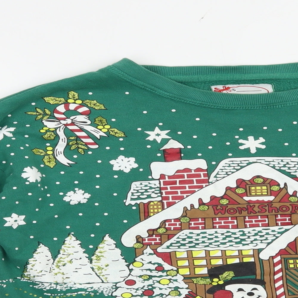 Atmosphere Womens Green  Cotton Pullover Sweatshirt Size 14  Pullover - Santa Claus
