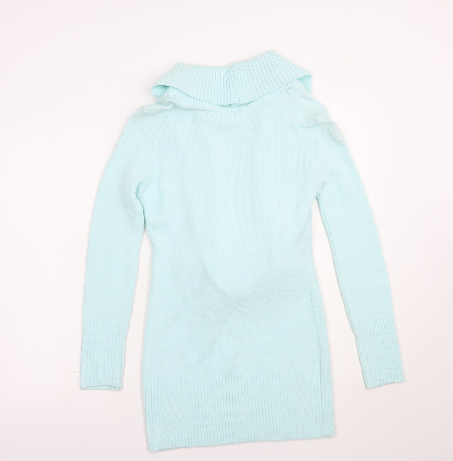 Trinity Womens Blue Collared  Acrylic Henley Jumper Size 8