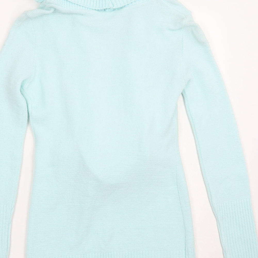 Trinity Womens Blue Collared  Acrylic Henley Jumper Size 8