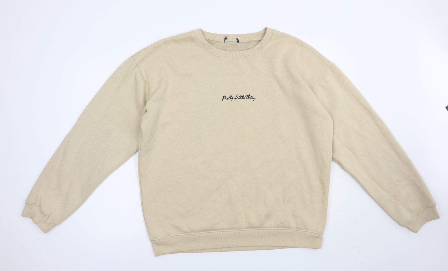 PRETTYLITTLETHING Womens Beige  Cotton Pullover Sweatshirt Size L  Pullover