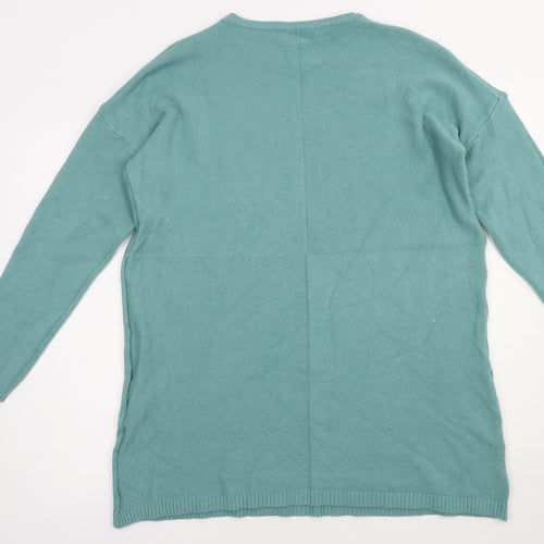 Melody Womens Green Boat Neck  Acrylic Pullover Jumper Size S