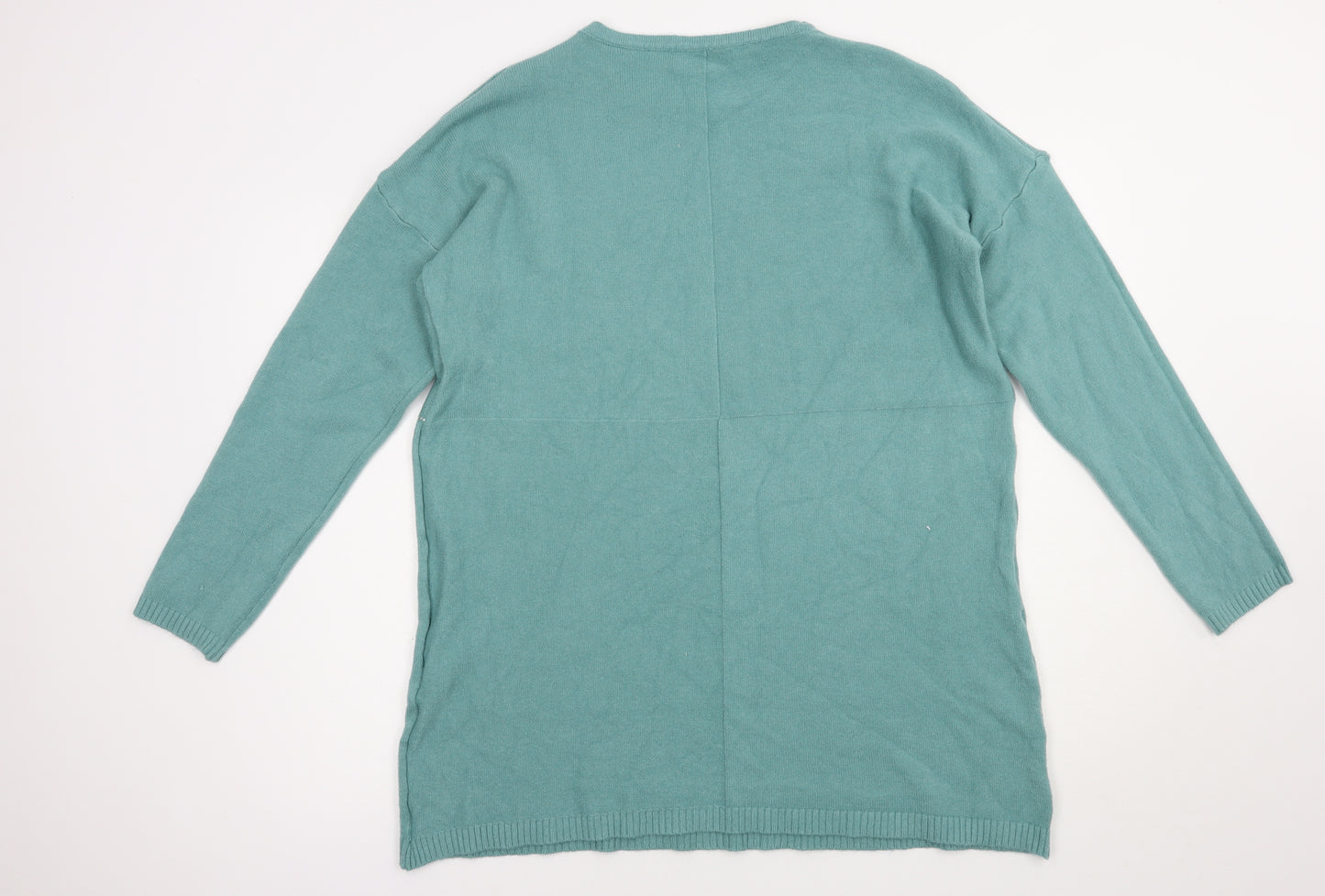 Melody Womens Green Boat Neck  Acrylic Pullover Jumper Size S