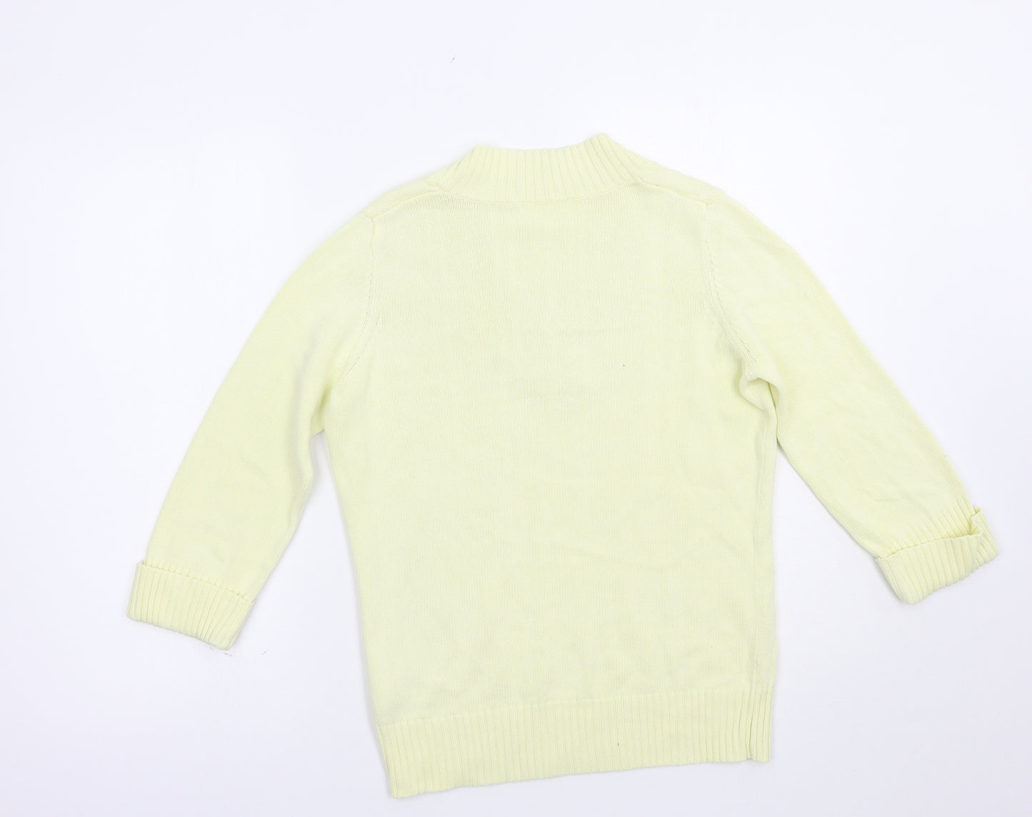 Marks and Spencer Womens Yellow V-Neck  Cotton Pullover Jumper Size 12