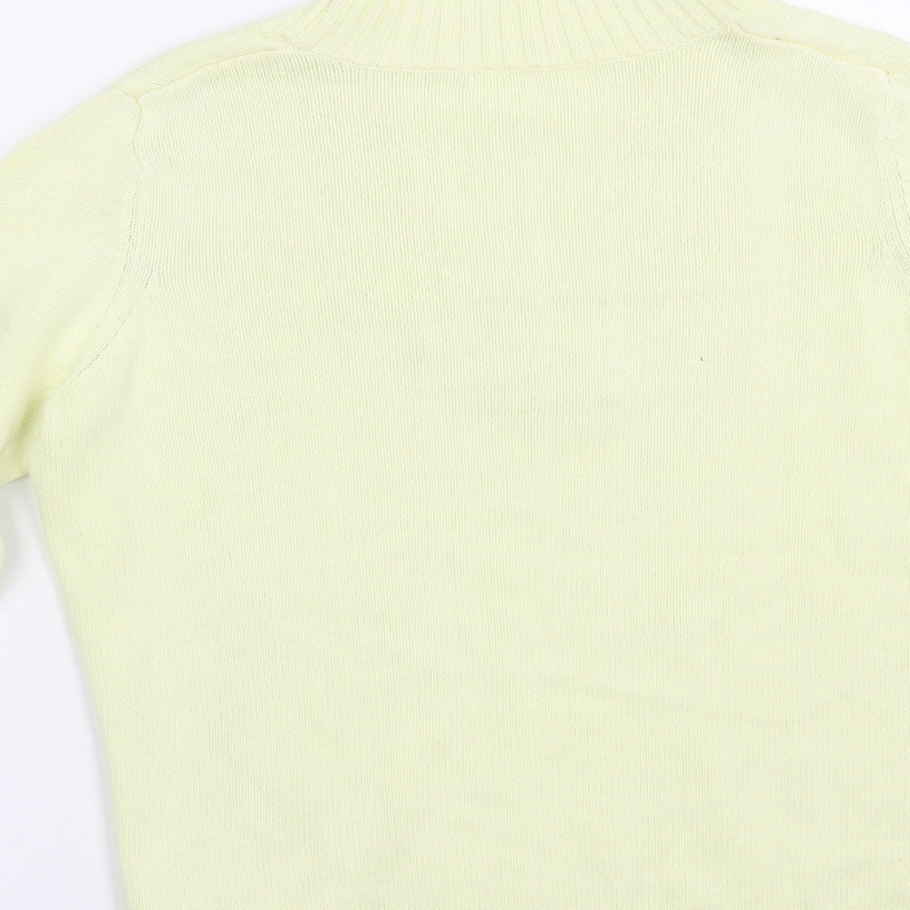 Marks and Spencer Womens Yellow V-Neck  Cotton Pullover Jumper Size 12