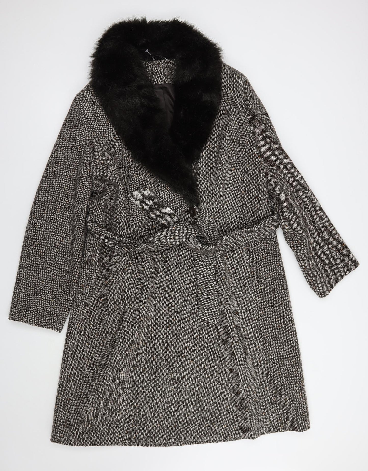 Littlewoods Womens Brown   Pea Coat Coat Size 16  Button