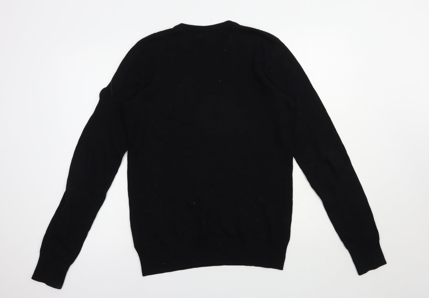 Money Mens Black Crew Neck  Cotton Pullover Jumper Size S