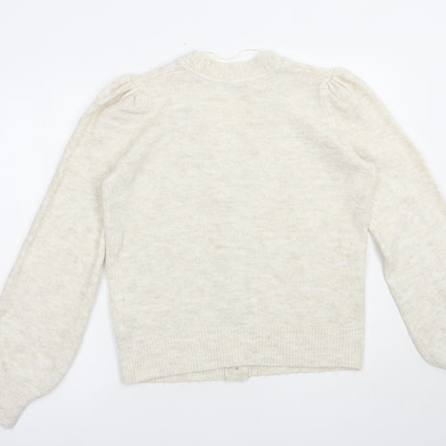 Papaya Womens Beige V-Neck  Acrylic Cardigan Jumper Size M
