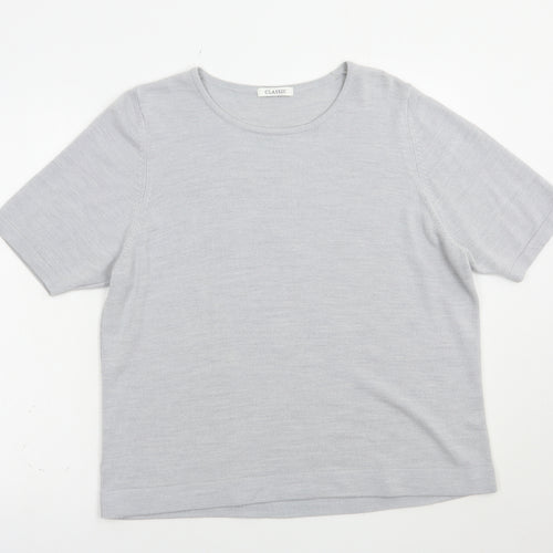 Marks and Spencer Womens Grey Boat Neck  Acrylic Pullover Jumper Size 20