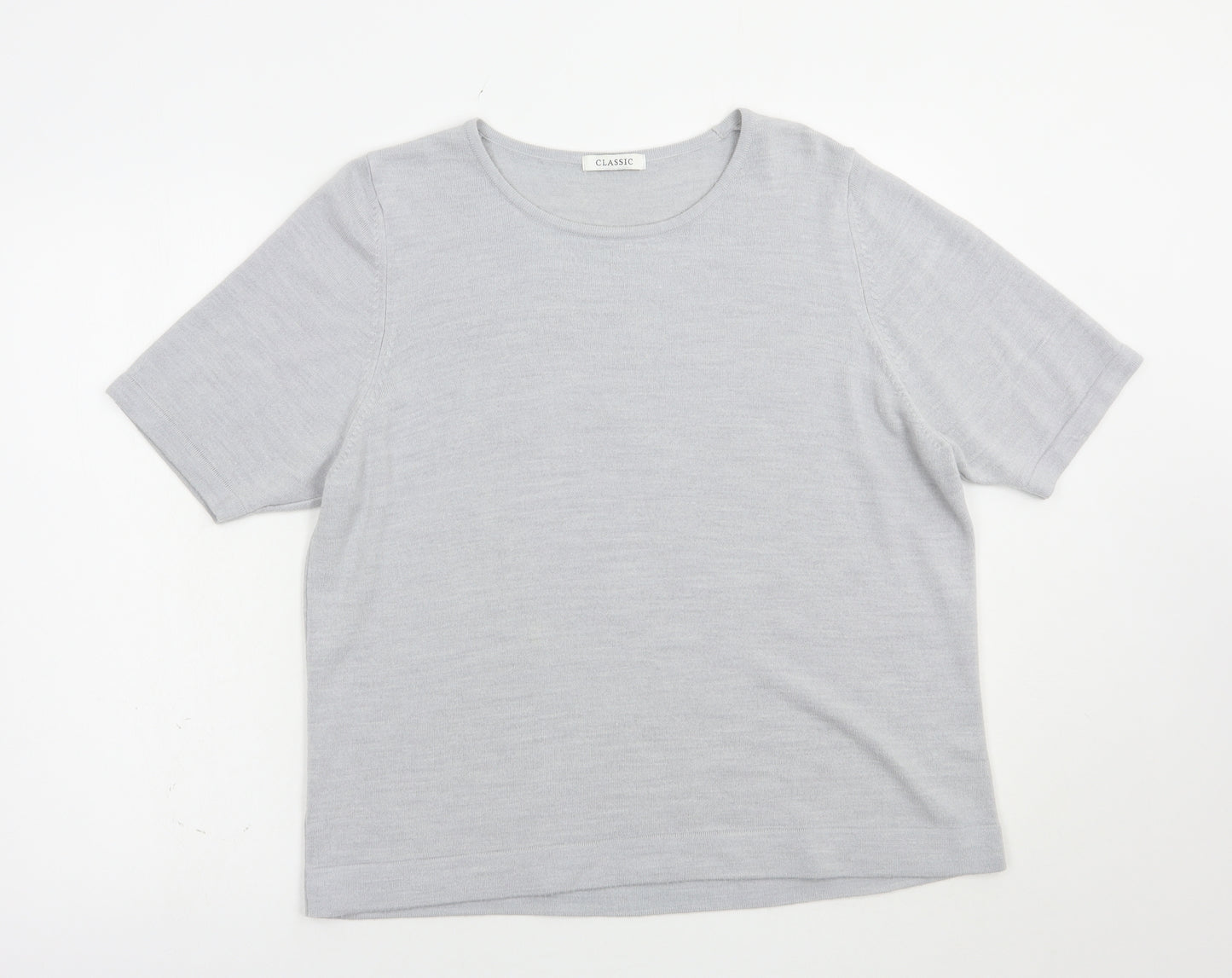 Marks and Spencer Womens Grey Boat Neck  Acrylic Pullover Jumper Size 20