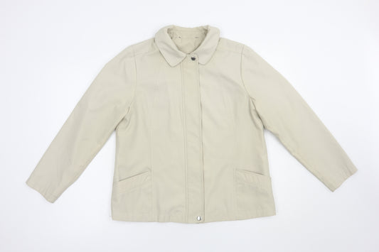Front view of Bonmarché women’s beige jacket, size S, zip