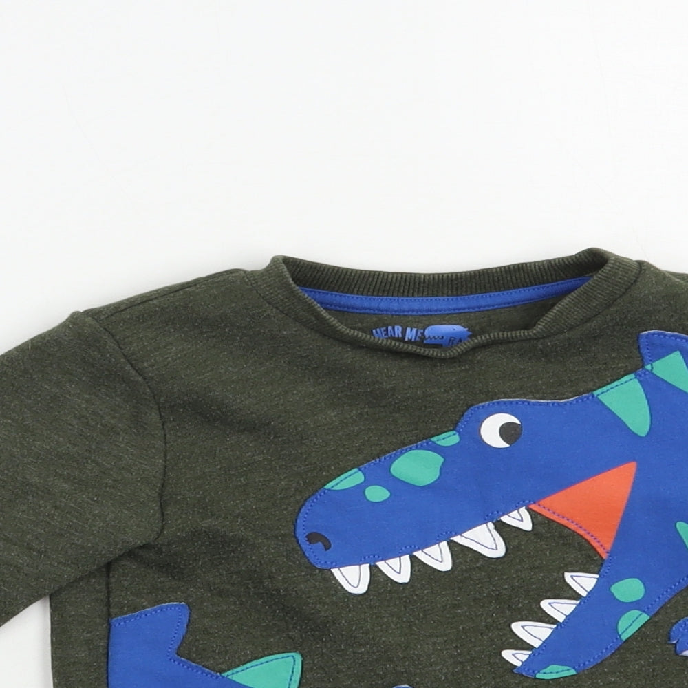 F&F Boys Green  Cotton Pullover Sweatshirt Size 2-3 Years  Pullover - Dino