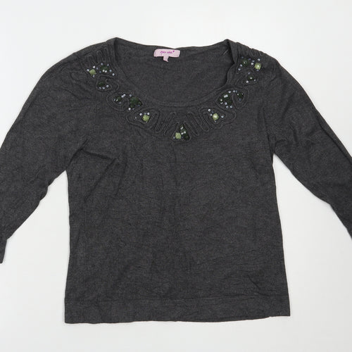 Per Una Womens Grey Boat Neck  Viscose Pullover Jumper Size 12
