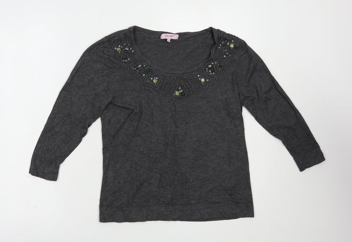 Per Una Womens Grey Boat Neck  Viscose Pullover Jumper Size 12