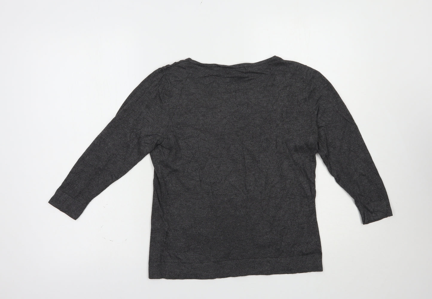 Per Una Womens Grey Boat Neck  Viscose Pullover Jumper Size 12