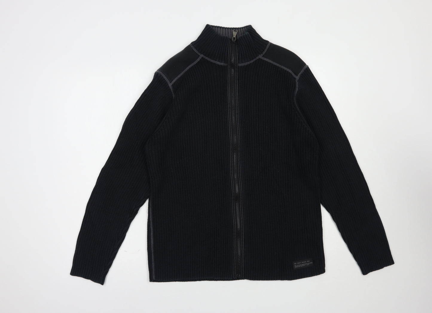 NEXT Mens Blue High Neck  Cotton Full Zip Jumper Size L