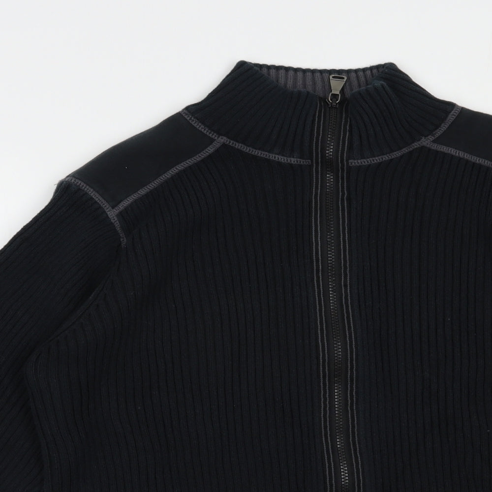 NEXT Mens Blue High Neck  Cotton Full Zip Jumper Size L