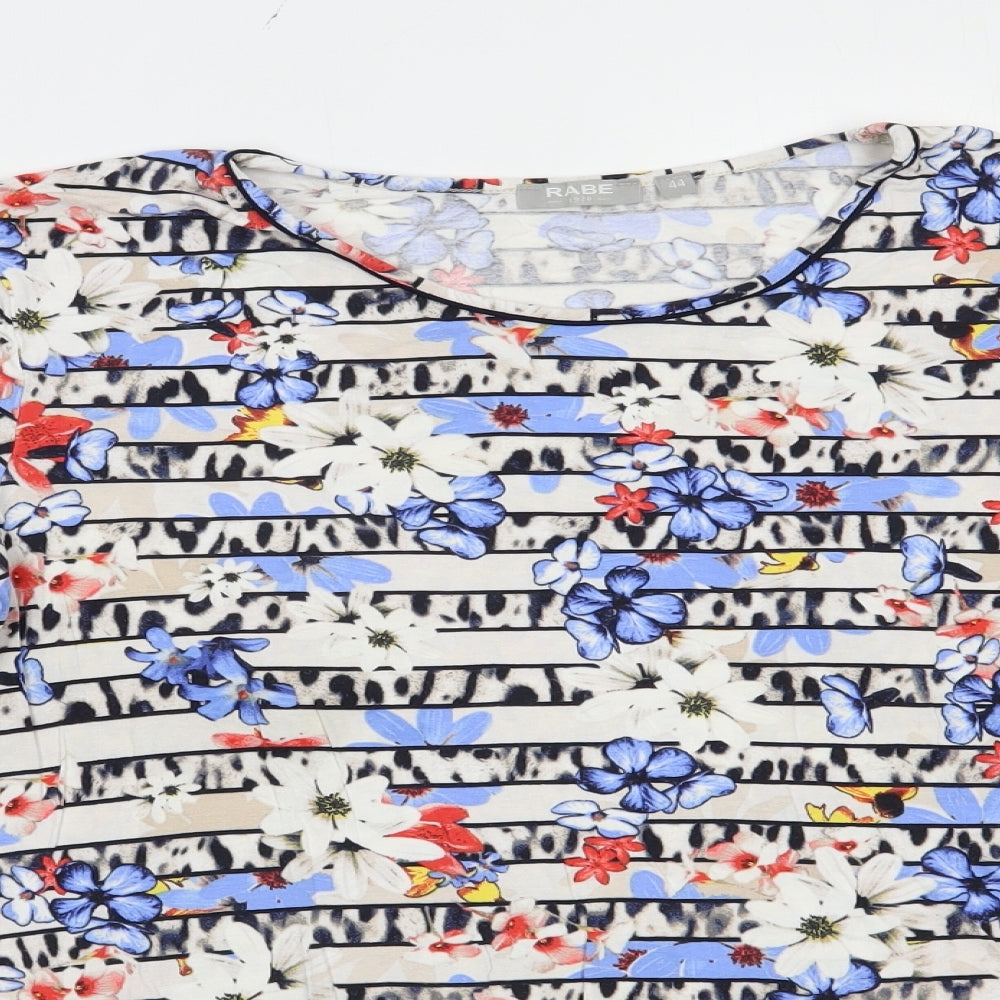 Rabe Womens Multicoloured Floral Cotton Basic T-Shirt Size 16 Boat Neck