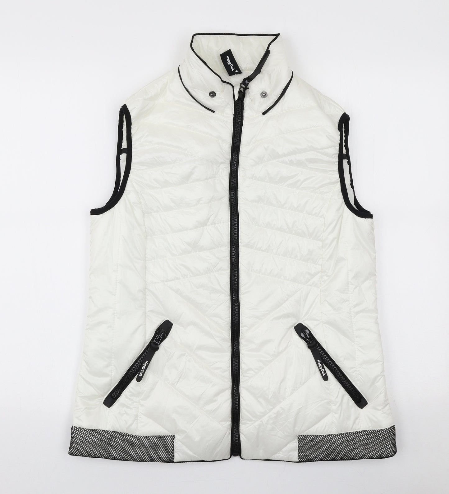 Happy Duck Womens White   Gilet Coat Size 12  Zip