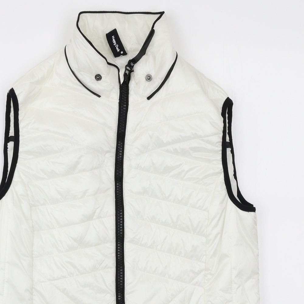 Happy Duck Womens White   Gilet Coat Size 12  Zip