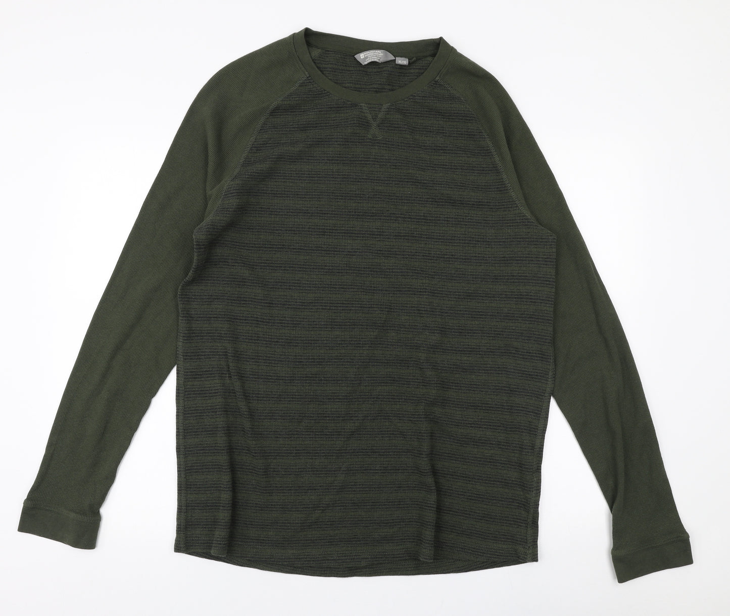 Mountain Warehouse Mens Green Striped Cotton Pullover Sweatshirt Size XL