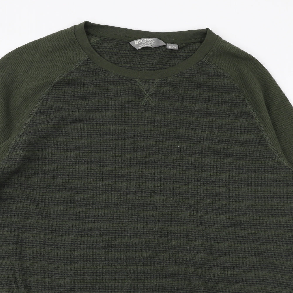Mountain Warehouse Mens Green Striped Cotton Pullover Sweatshirt Size XL
