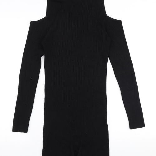 Primark Womens Black High Neck  Viscose Pullover Jumper Size 12