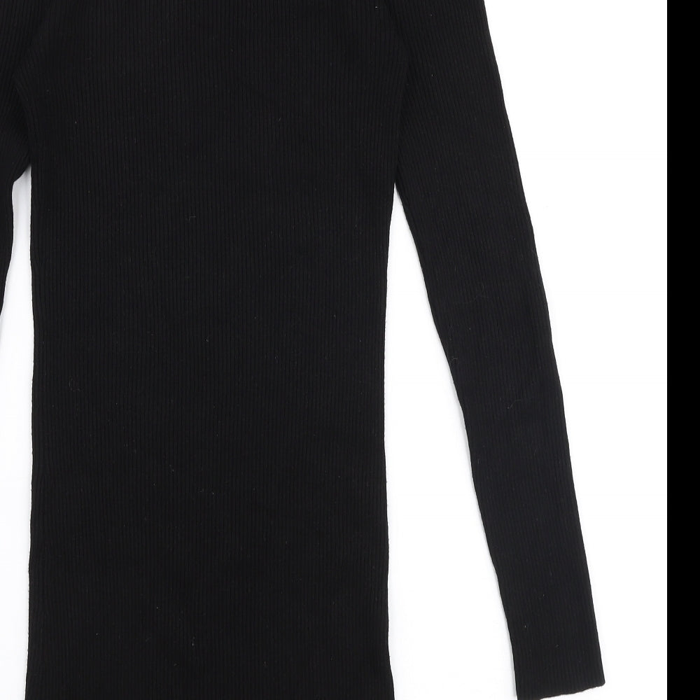 Primark Womens Black High Neck  Viscose Pullover Jumper Size 12