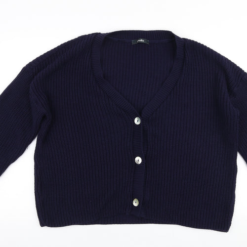 Studio Womens Blue V-Neck  Acrylic Cardigan Jumper Size 12