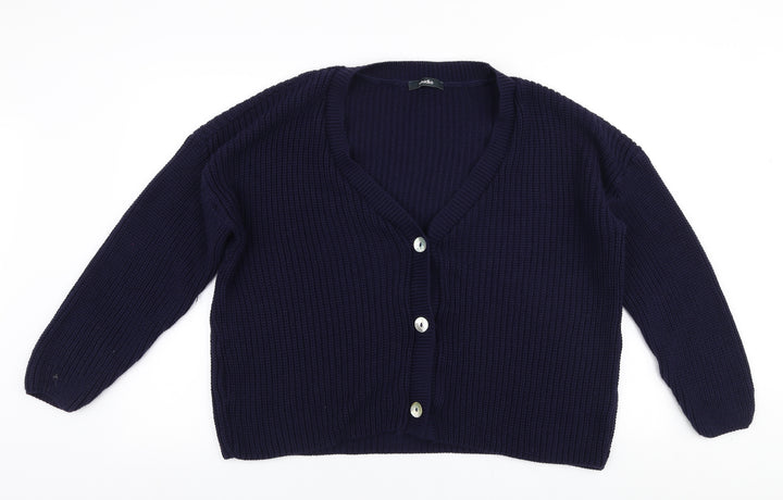 Studio Womens Blue V-Neck Acrylic Cardigan Jumper Size 12
