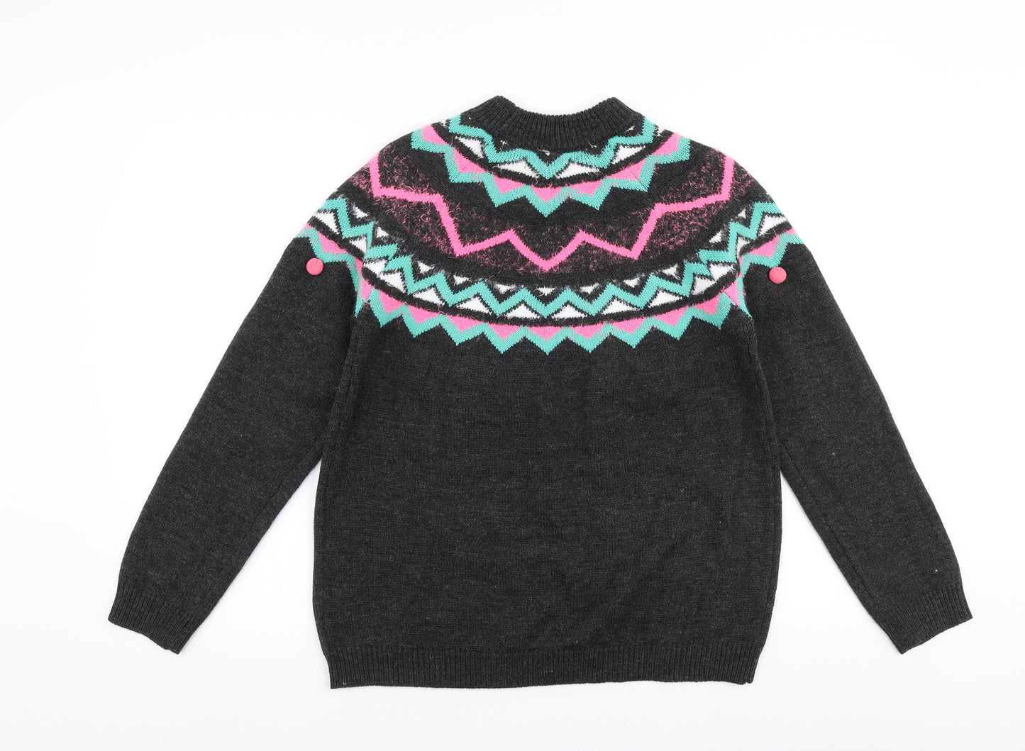 Papaya Womens Multicoloured High Neck  Acrylic Pullover Jumper Size M   - Christmas