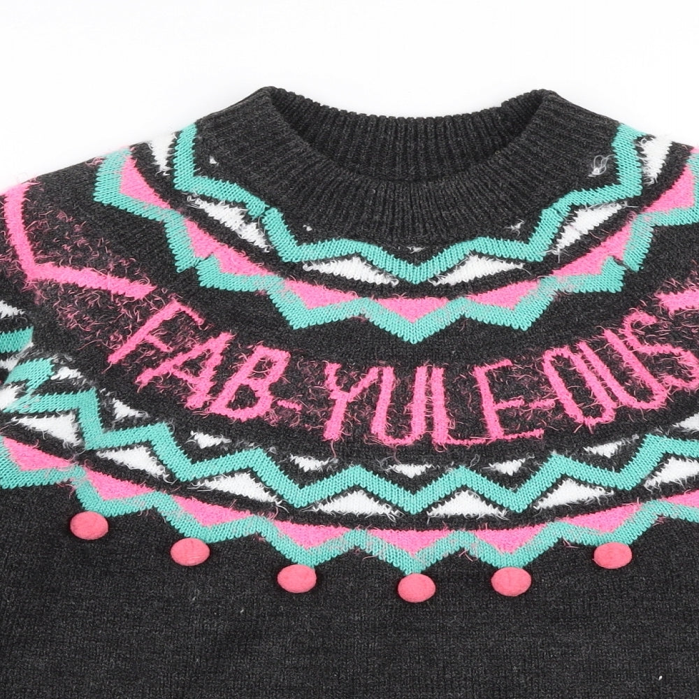 Papaya Womens Multicoloured High Neck  Acrylic Pullover Jumper Size M   - Christmas