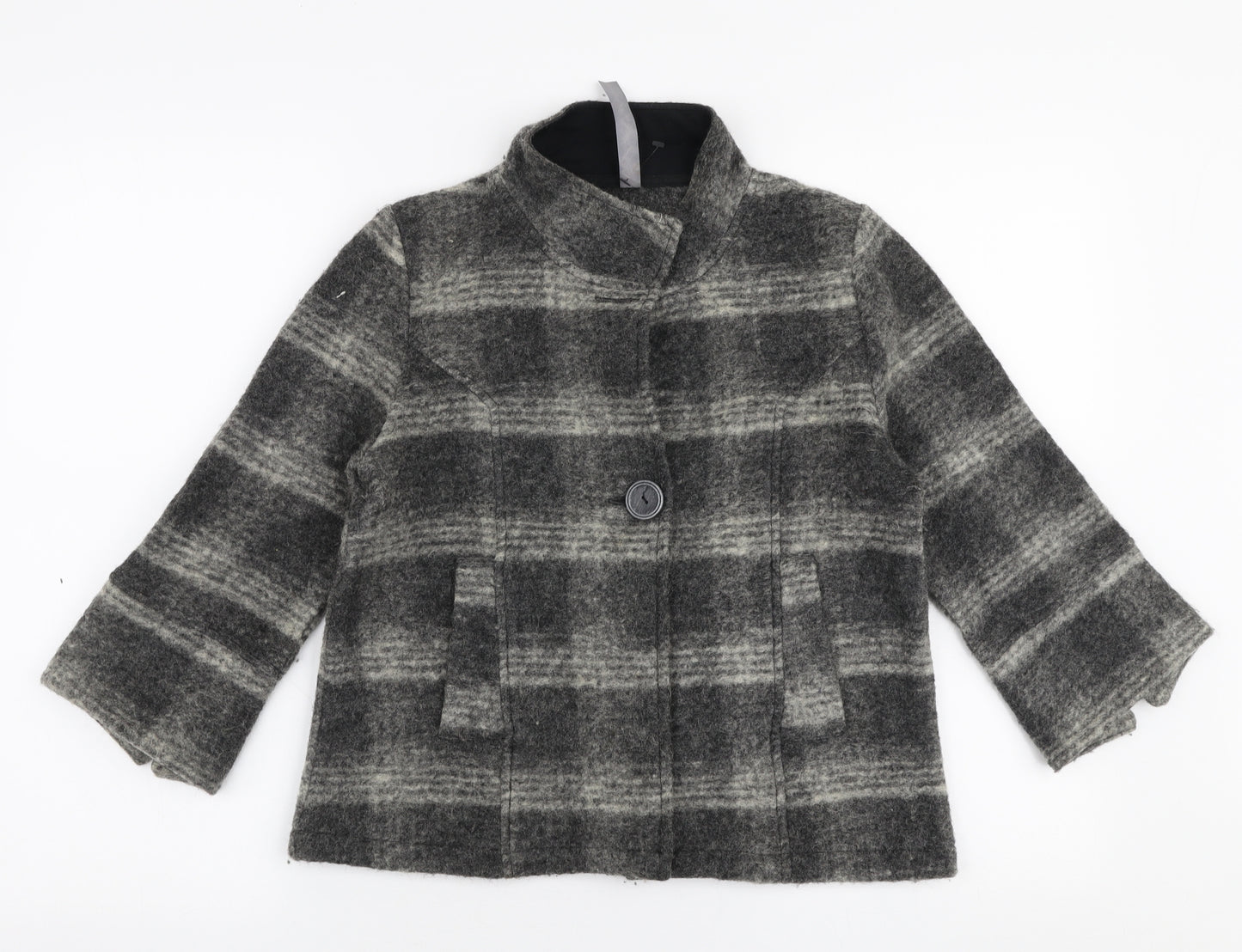 NEXT Womens Grey Plaid  Jacket  Size 10  Button
