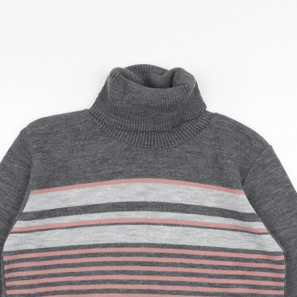 Preworn Womens Multicoloured Roll Neck Striped Acrylic Pullover Jumper Size 10