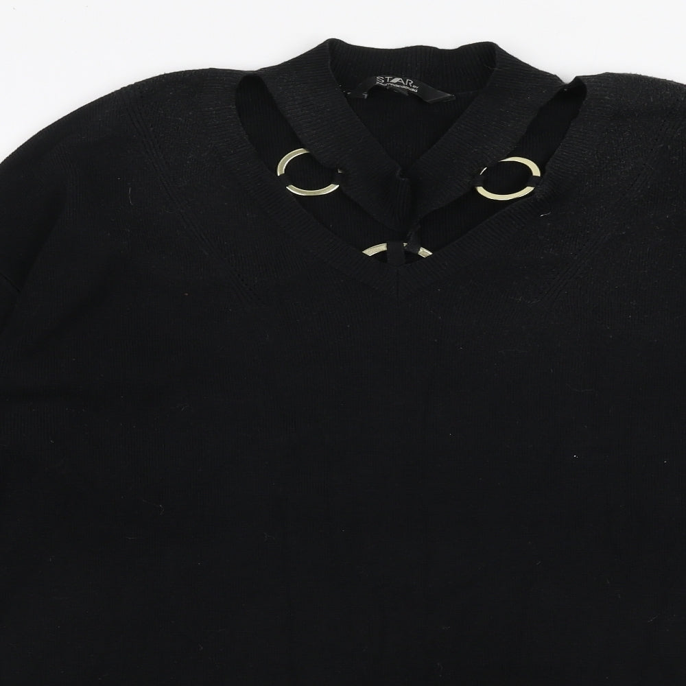 Julien Macdonald Womens Black Round Neck  Viscose Pullover Jumper Size 16