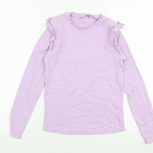 George Girls Purple  Cotton Pullover T-Shirt Size 12-13 Years Round Neck Pullover