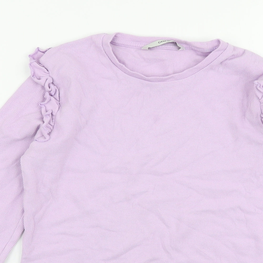 George Girls Purple  Cotton Pullover T-Shirt Size 12-13 Years Round Neck Pullover