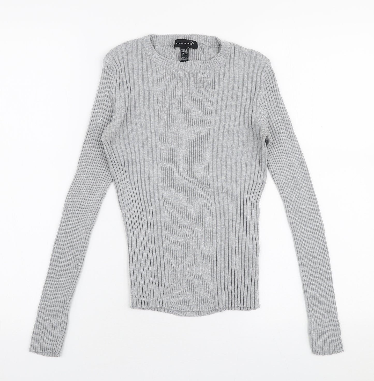 Atmosphere Womens Grey Round Neck  Nylon Pullover Jumper Size 12