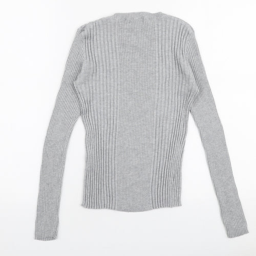 Atmosphere Womens Grey Round Neck  Nylon Pullover Jumper Size 12