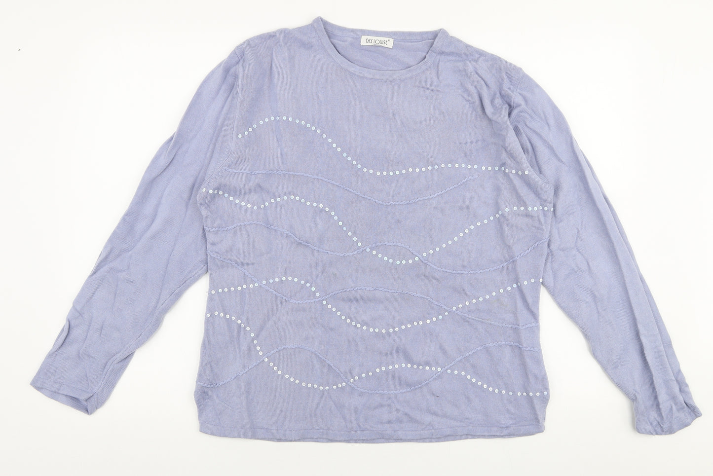 Fay Louise Womens Purple Round Neck  Acrylic Pullover Jumper Size XL