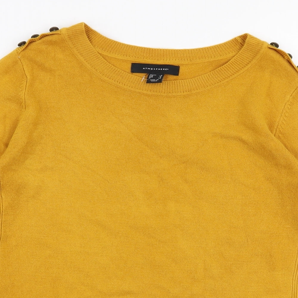 Atmosphere Womens Orange Round Neck  Acrylic Pullover Jumper Size 8