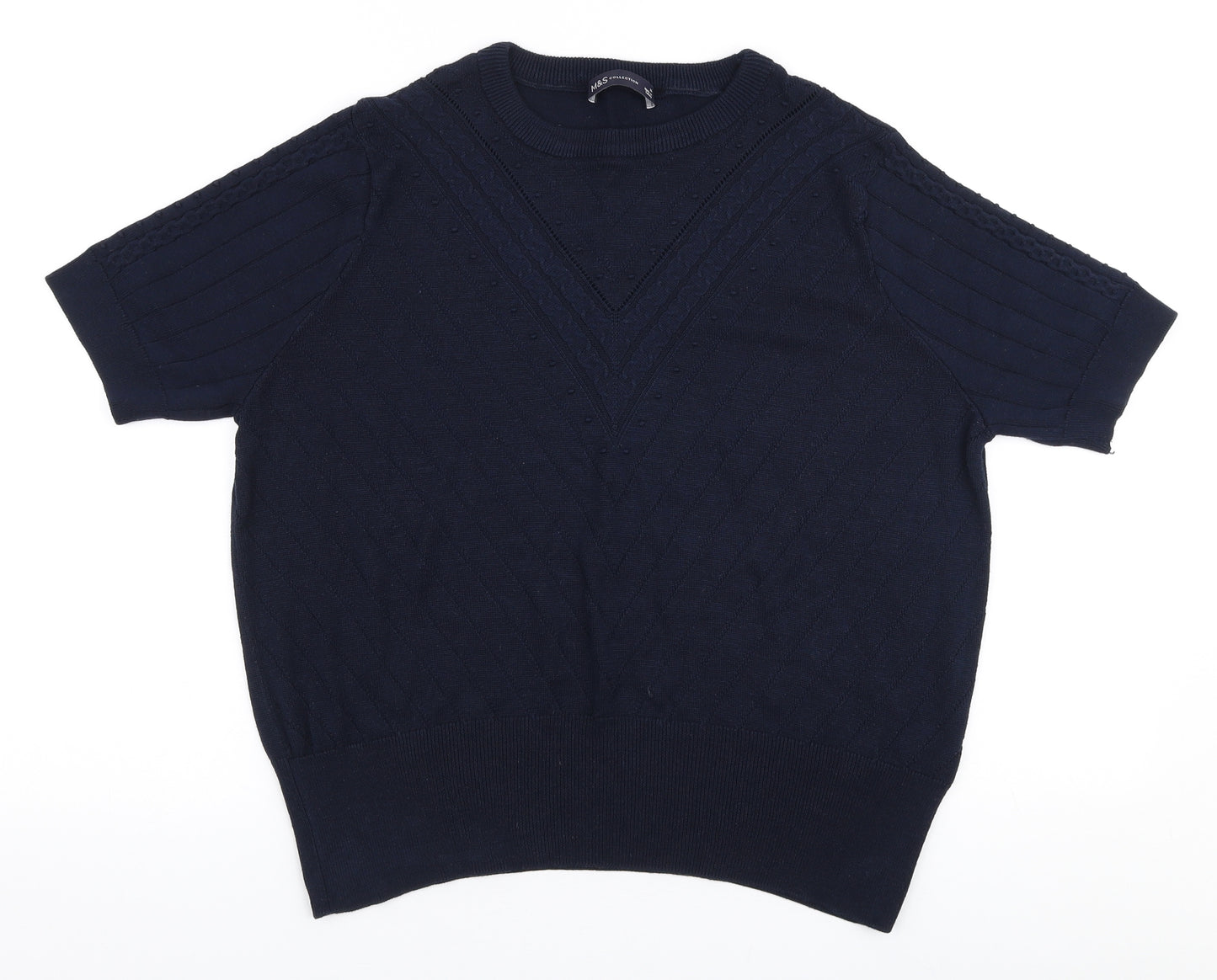 Marks and Spencer Womens Blue Round Neck  Viscose Pullover Jumper Size 16
