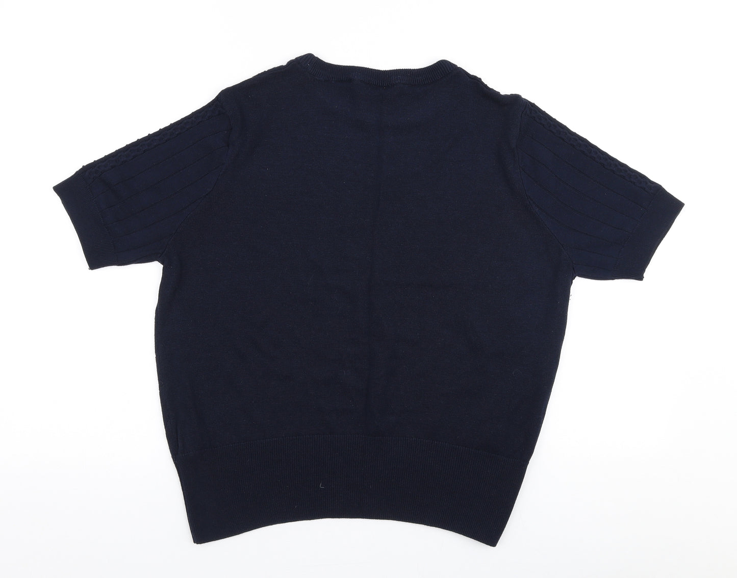 Marks and Spencer Womens Blue Round Neck  Viscose Pullover Jumper Size 16