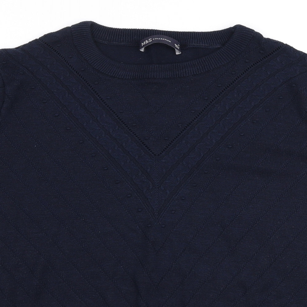 Marks and Spencer Womens Blue Round Neck  Viscose Pullover Jumper Size 16