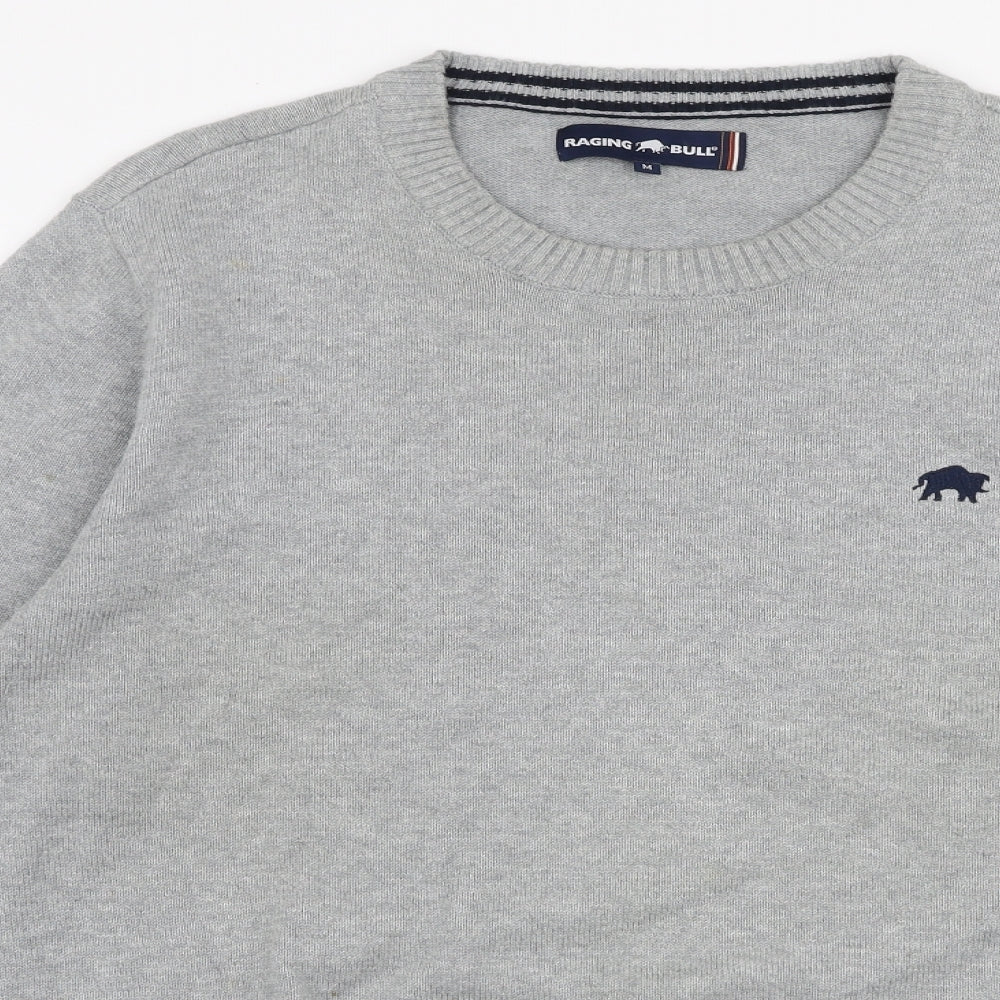 Racing bull Mens Grey Round Neck  Cotton Pullover Jumper Size M