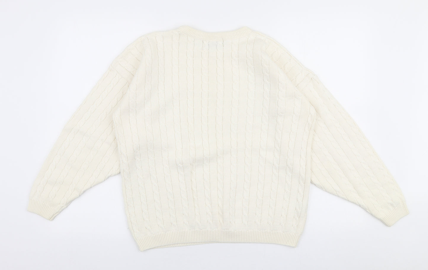 Limited Edition Knitwear Womens White Round Neck  Polyester Pullover Jumper Size M