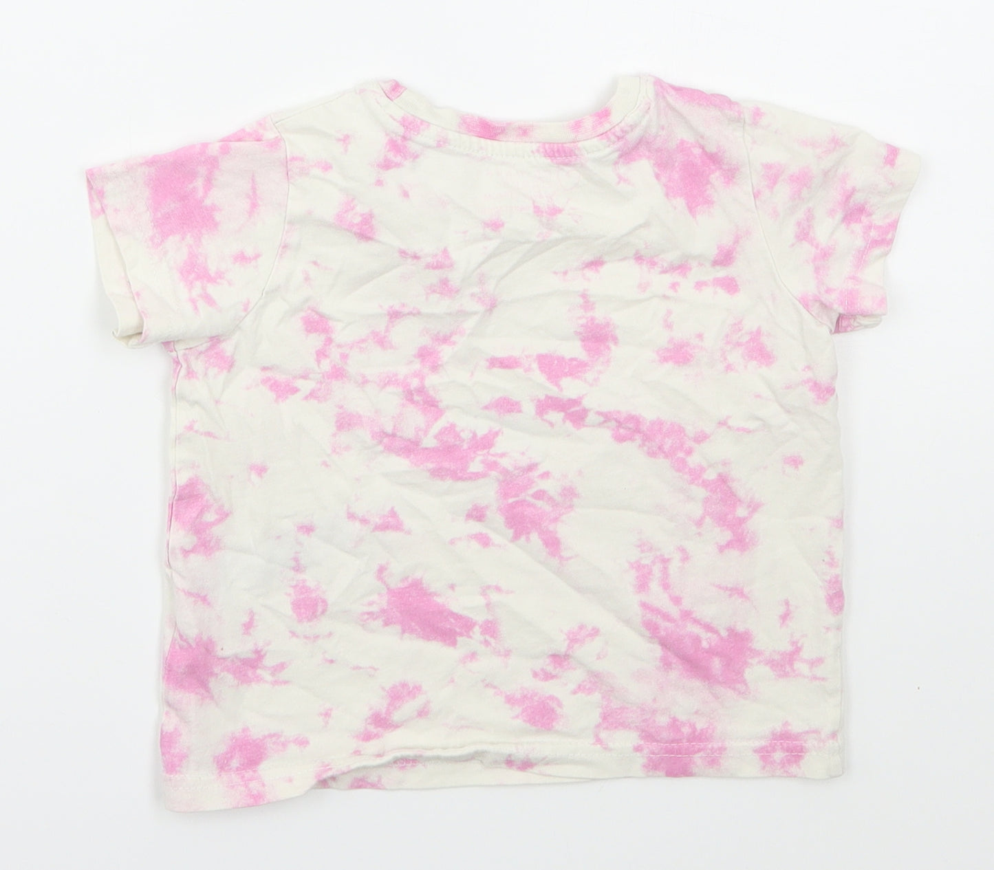 Primark Girls Pink  Cotton Basic T-Shirt Size 3-4 Years Crew Neck Pullover - Rainbow