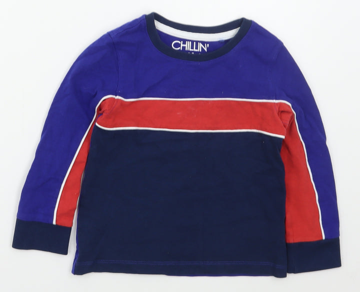 NEXT Boys Blue Striped Cotton Pullover Sweatshirt Size 4 Years  Pullover
