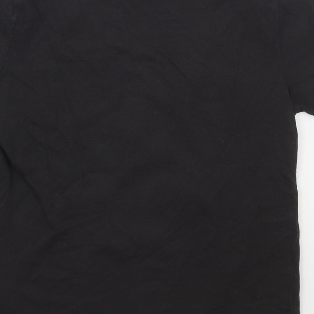 H&M Girls Black  Cotton Basic T-Shirt Size 6-7 Years Crew Neck Pullover - Metallica