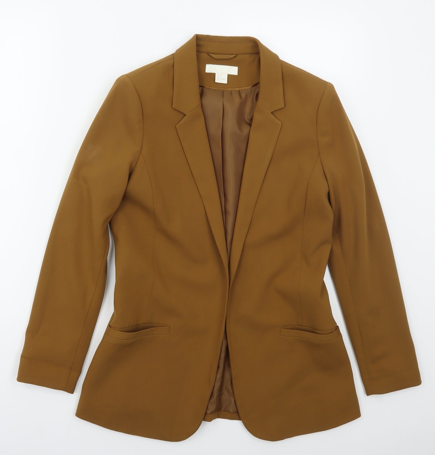 H&M Womens Brown  Polyester Jacket Blazer Size 10