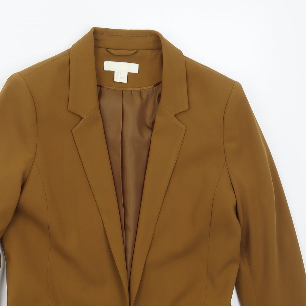 H&M Womens Brown  Polyester Jacket Blazer Size 10